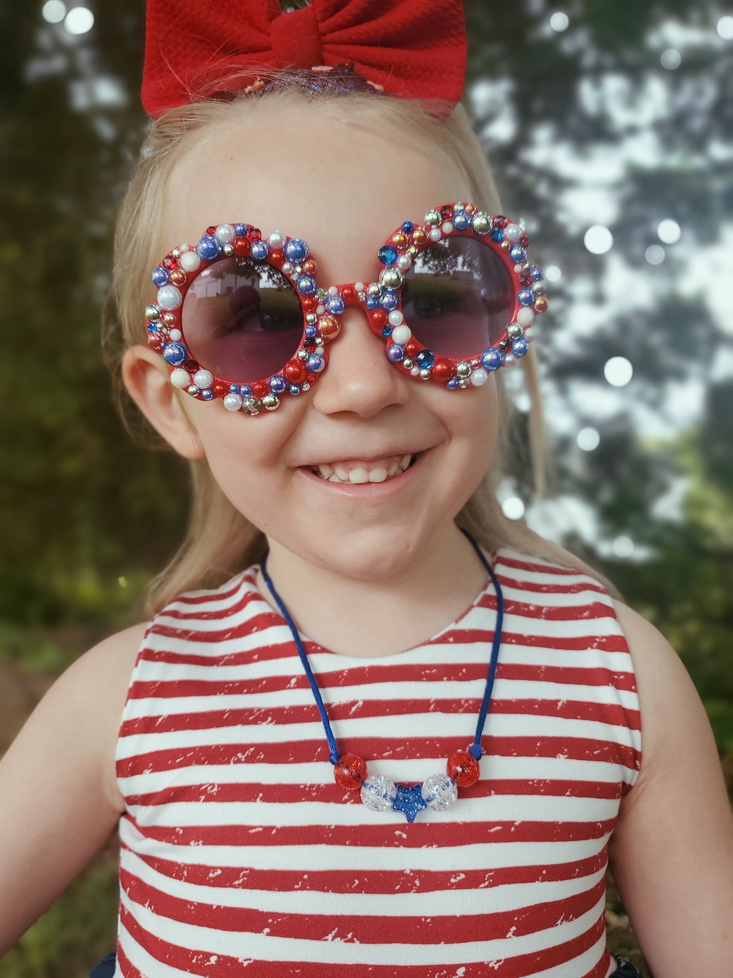 Red, White, & Boom Dainty Necklace