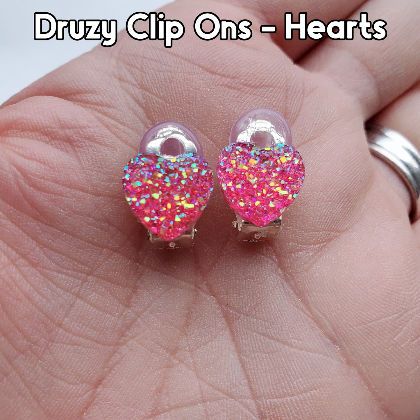 Druzy Hearts - Clip On